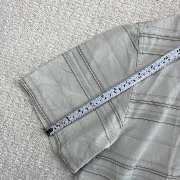 O'Neill Button Up Shirt Off-White / Grey w/Blue Striped Short Sleeve Surf Men XL - Picture 10 of 15